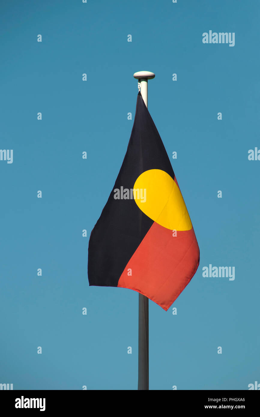 26 mai 2018 Sydney Australie, Australian Aboriginal drapeau à légère brise Banque D'Images