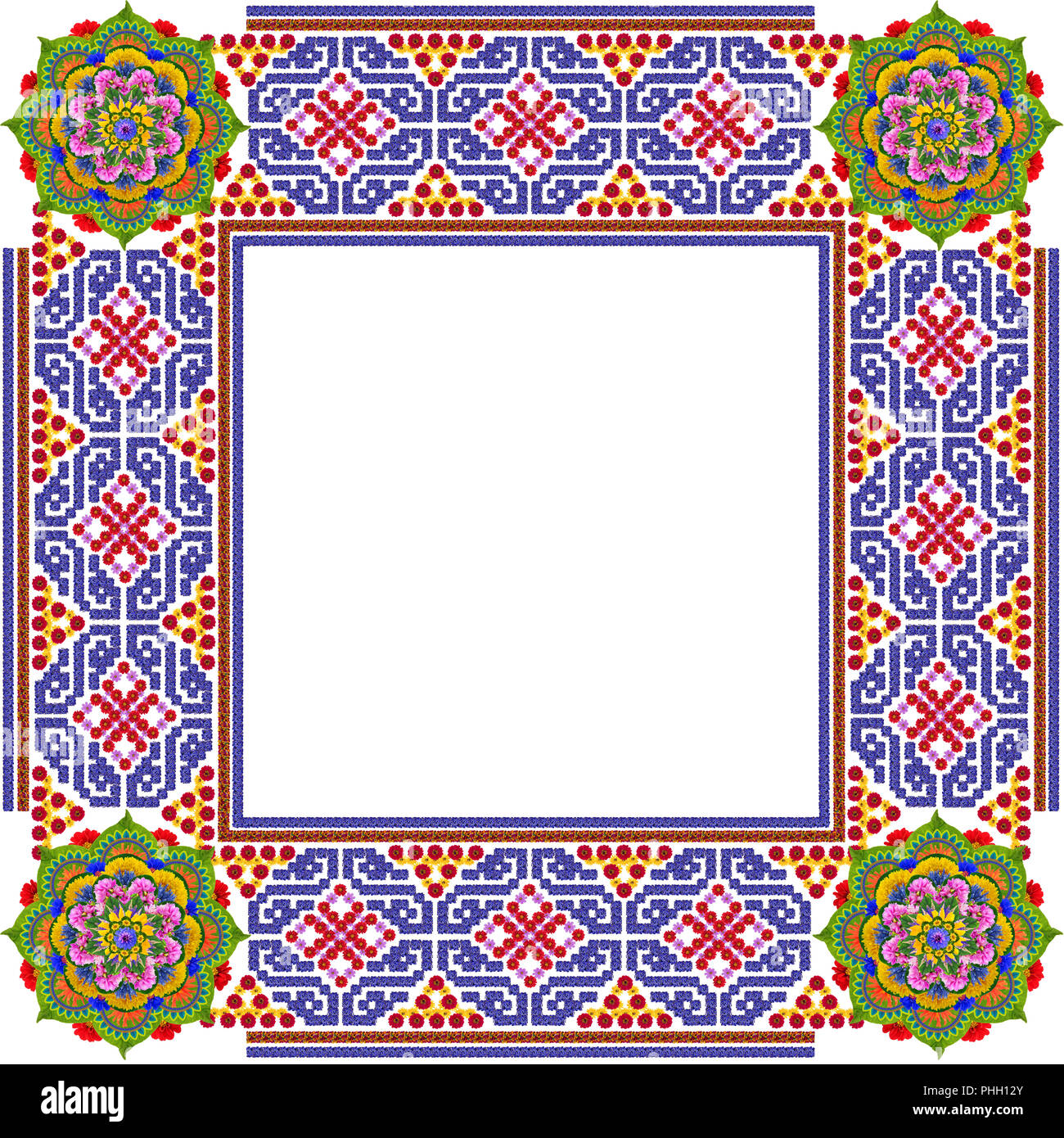 Cadre photo carré mandalas simple Banque D'Images