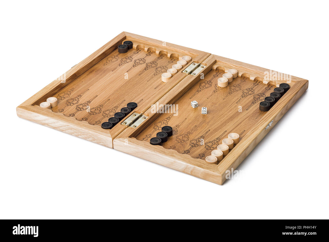 Jeu de backgammon et dés Banque D'Images