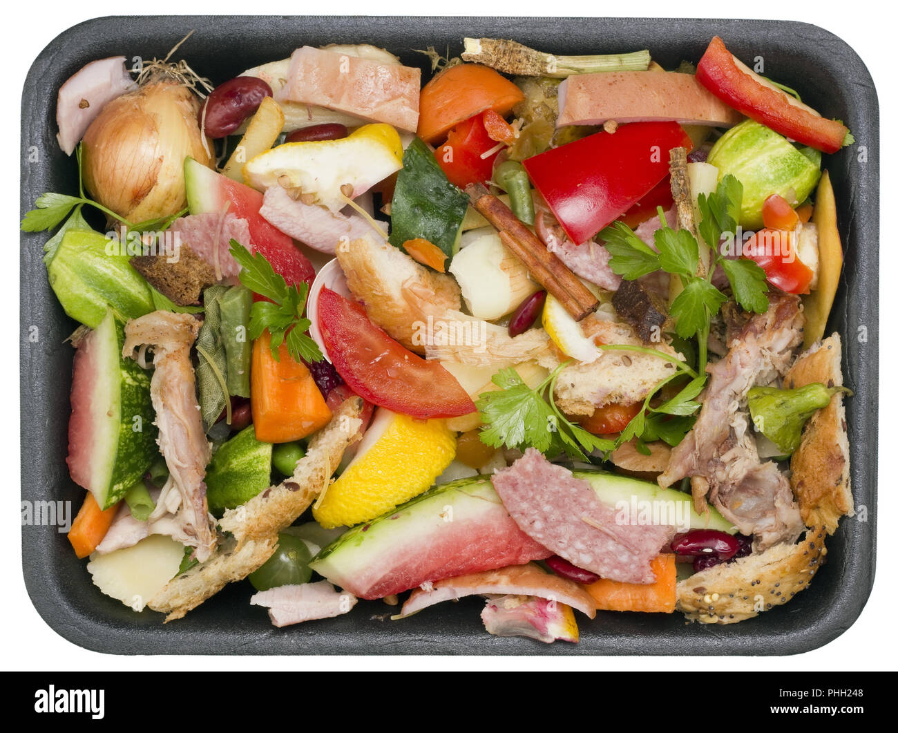 Gaspillage de mauvais aliments malsains Banque D'Images