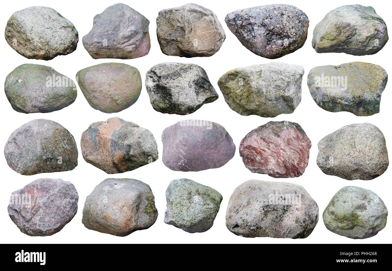 Vingt grands blocs forestiers mis en granit Banque D'Images