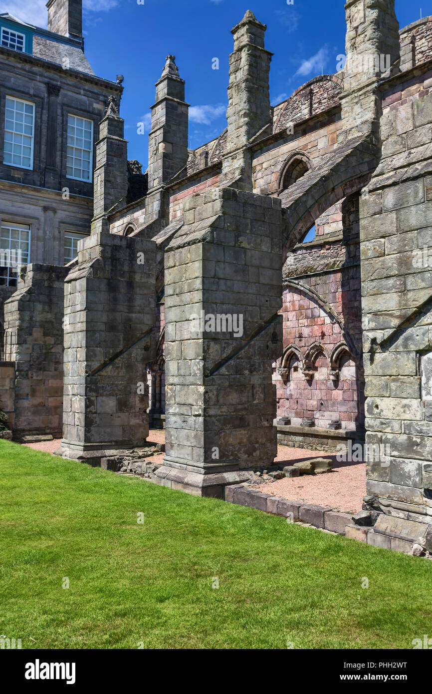 Ruines de l'abbaye de Holyrood augustinien, Édimbourg, Écosse, Royaume-Uni Banque D'Images