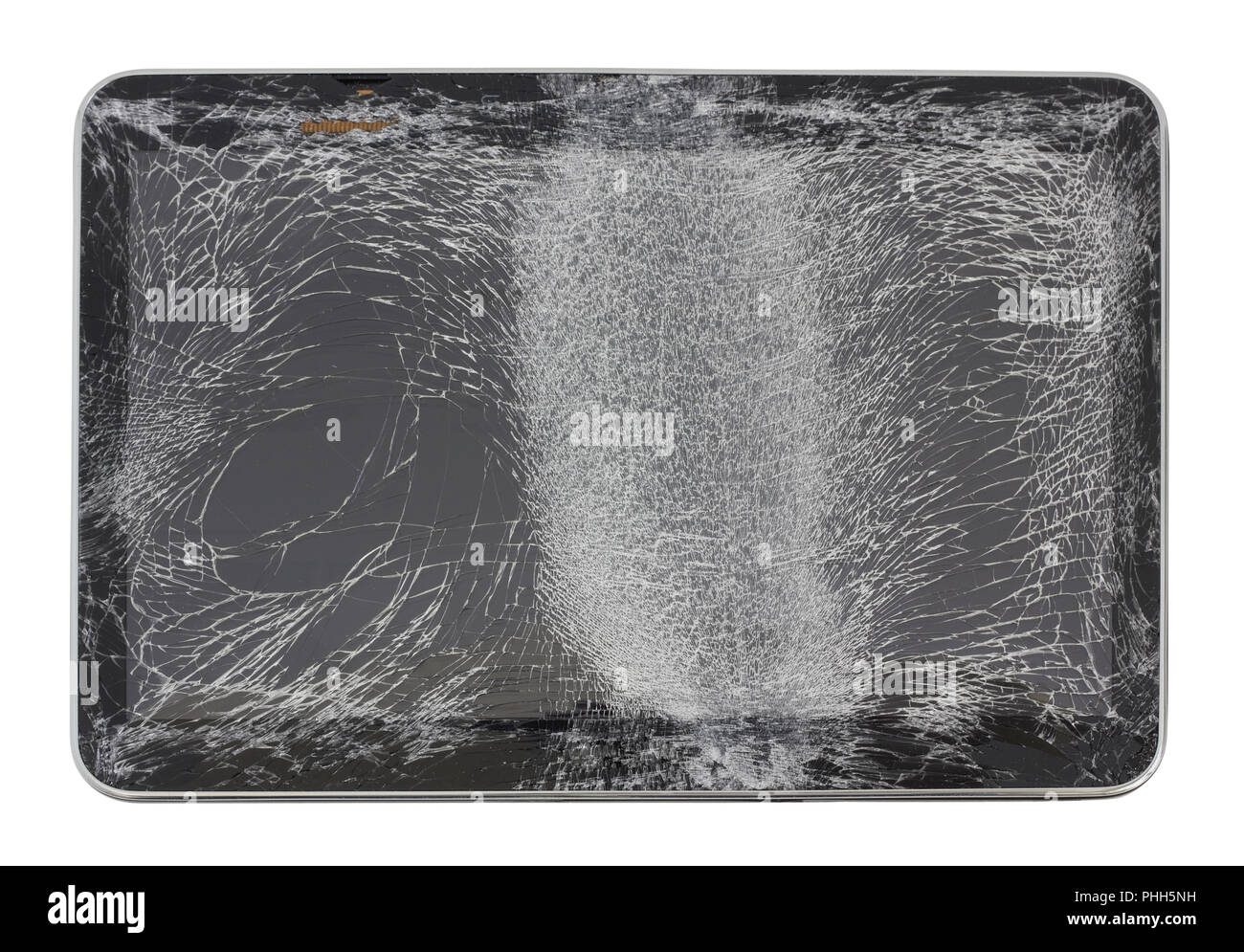 La rupture d'écran de l'ordinateur tablette. Une voiture l'a touché. Banque D'Images