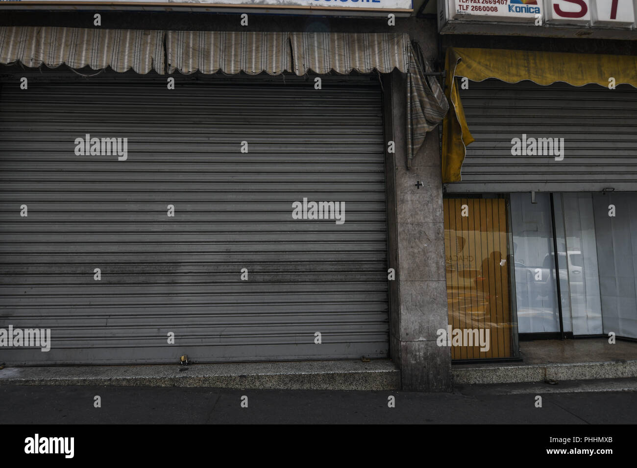 Caracas, Venezuela, Miranda. Du 1er septembre 2018. Les magasins sont vu fermé.les grèves générales contre la nouvelle monnaie et les mesures économiques appliquées par le gouvernement du Venezuela. Romain : crédit Camacho SOPA/Images/ZUMA/Alamy Fil Live News Banque D'Images