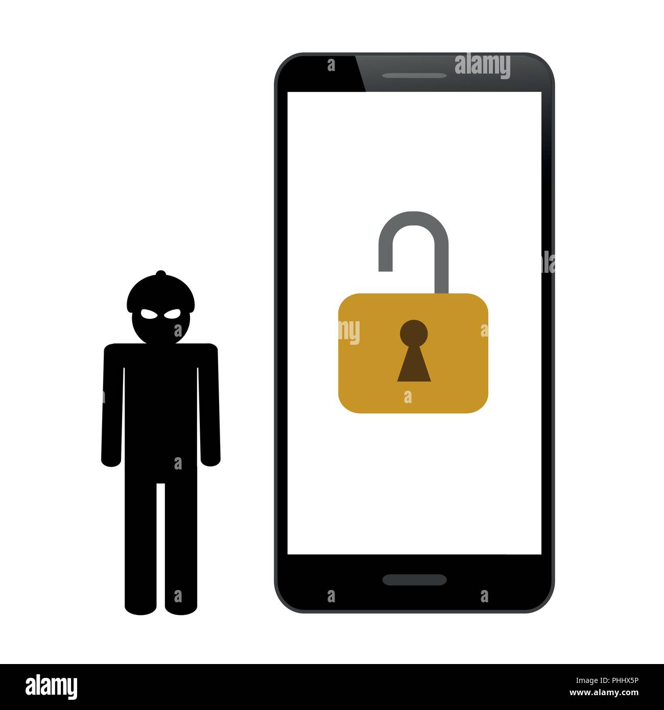 Hacker dans le masque isolé smartphone vector illustration EPS10 Illustration de Vecteur