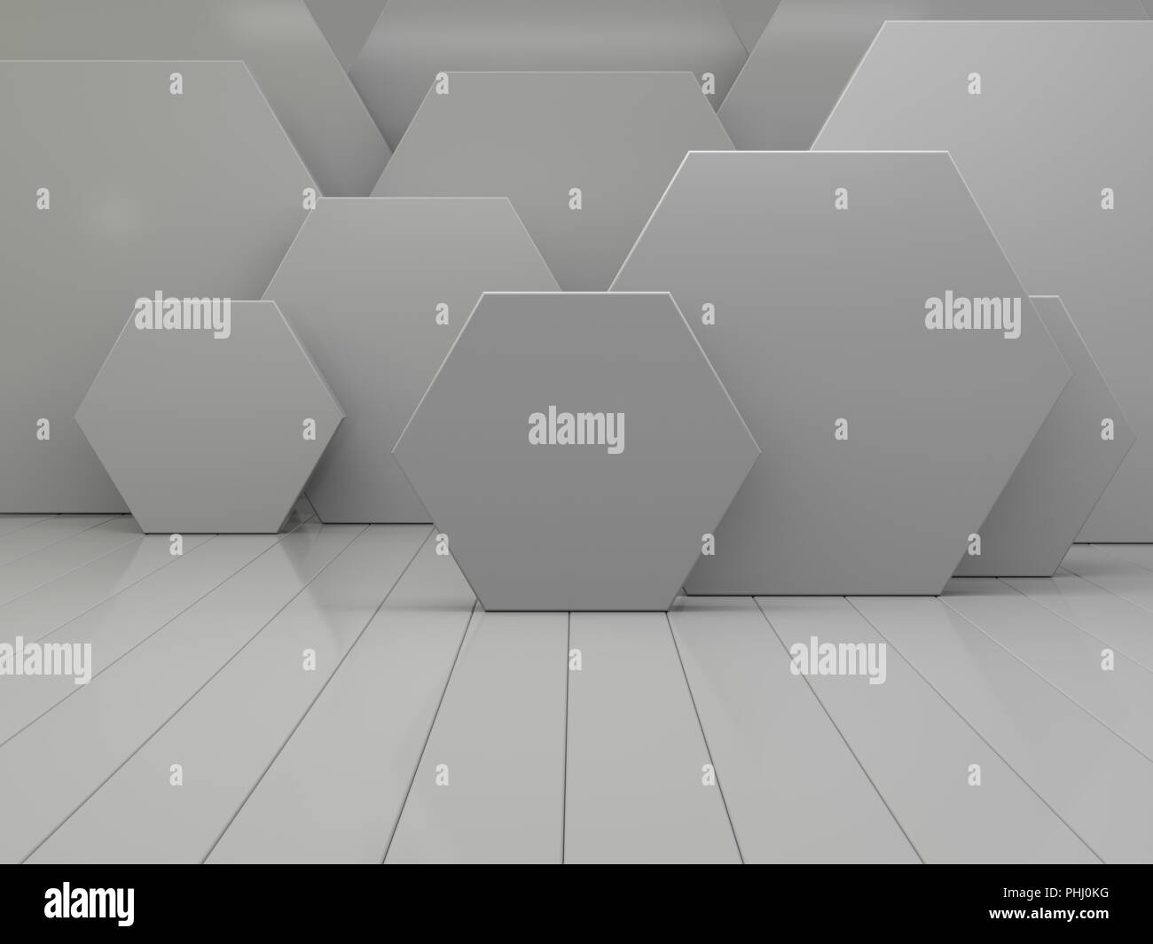 Résumé Contexte hexagonal blanc géométrique. Le rendu 3D Banque D'Images