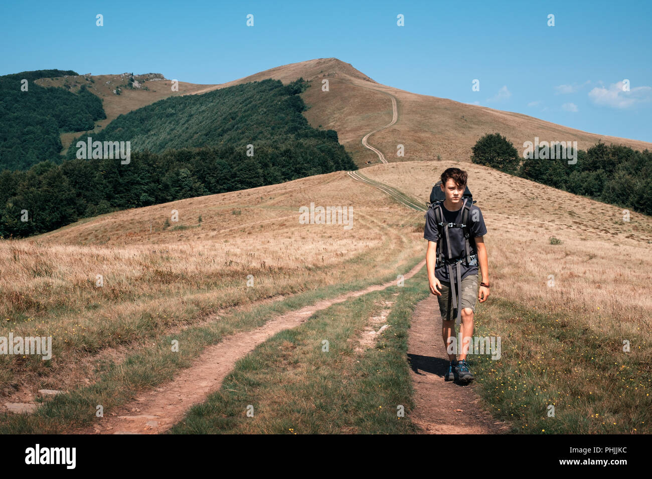 Tourisme à lui seul la randonnée en montagne Banque D'Images