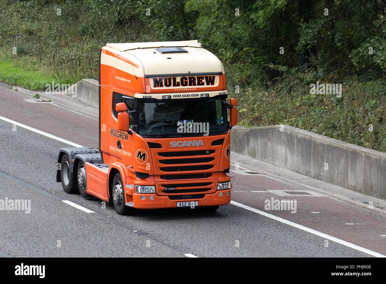 Mulgrow Haulage, cabine tracteur camion, transport, Groupe motopropulseur camion Scania , livraison, transport, industrie, véhicules de fret sur la M6 Banque D'Images