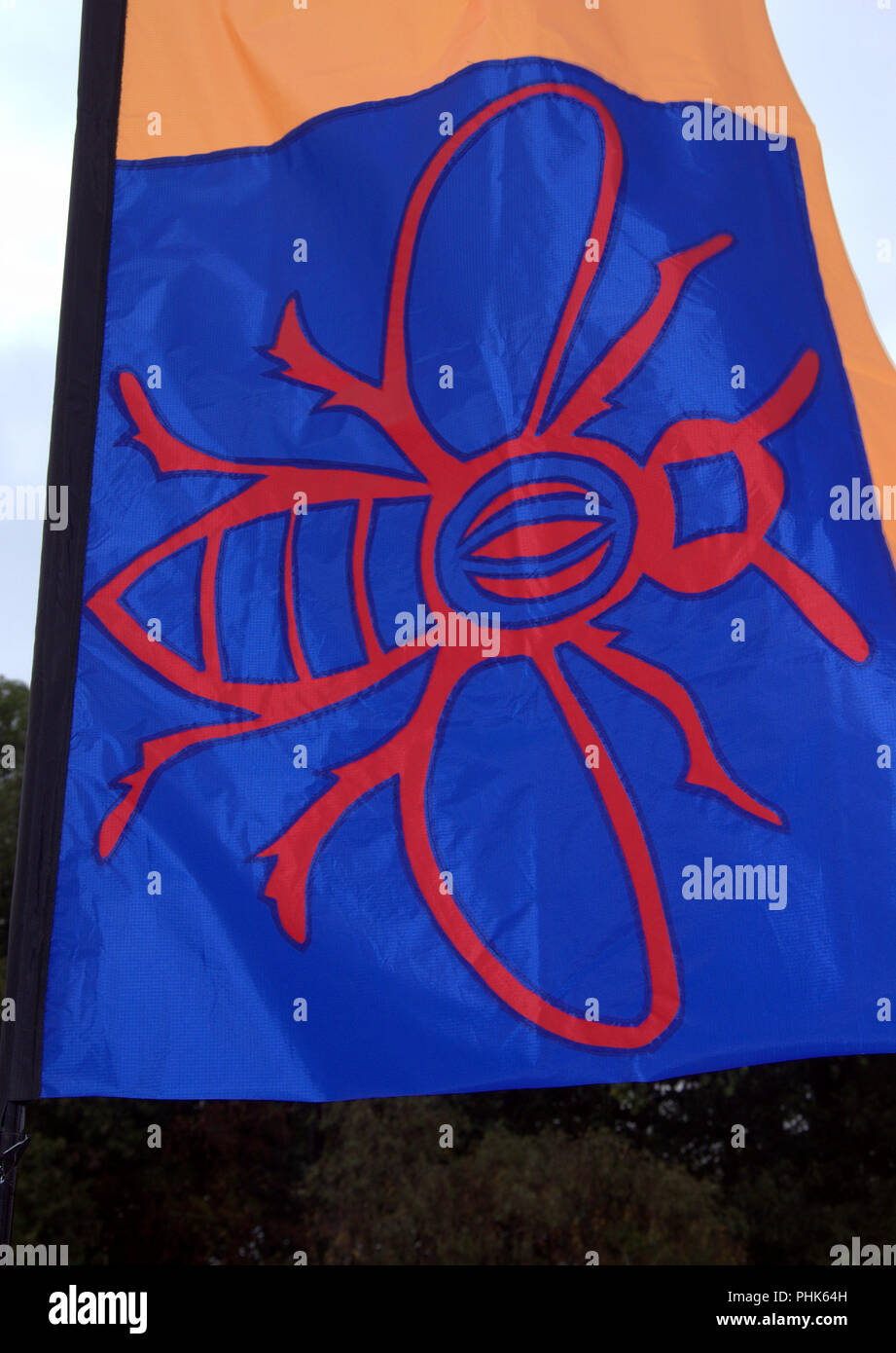 Manchester, UK. 1 Septembre, 2018. Le premier Festival de Manchester en Platt Fields Park. Détail de drapeau décoratif. Banque D'Images