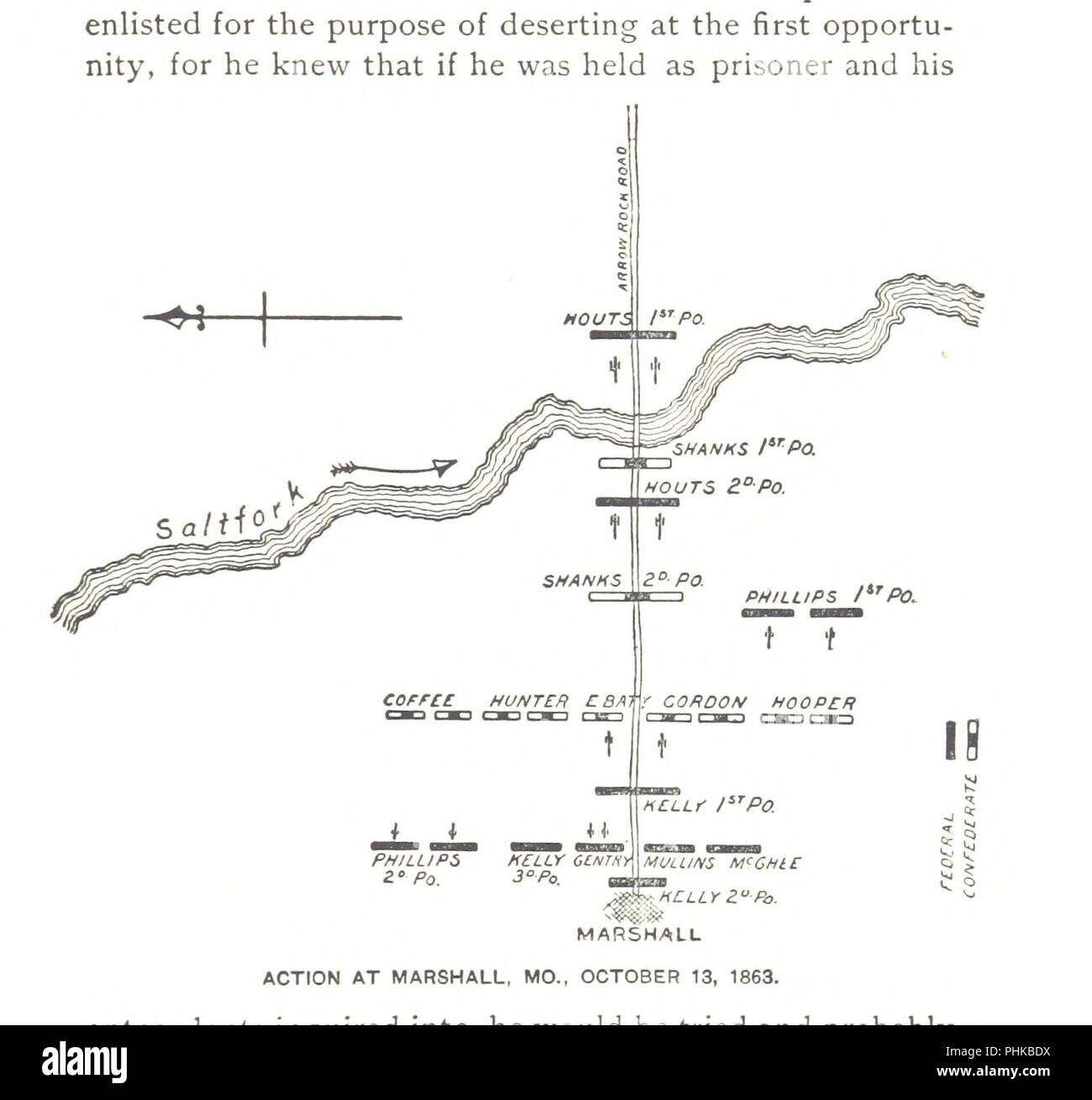 Libre à partir de la page 225 de "La guerre civile sur la frontière. Un récit d'opérations dans le Missouri, le Kansas, l'Arkansas, et le territoire indien au cours des années 1861-1862 (1863-1865), basé sur les rapports officiels ... Deuxième édition, R0011. Banque D'Images