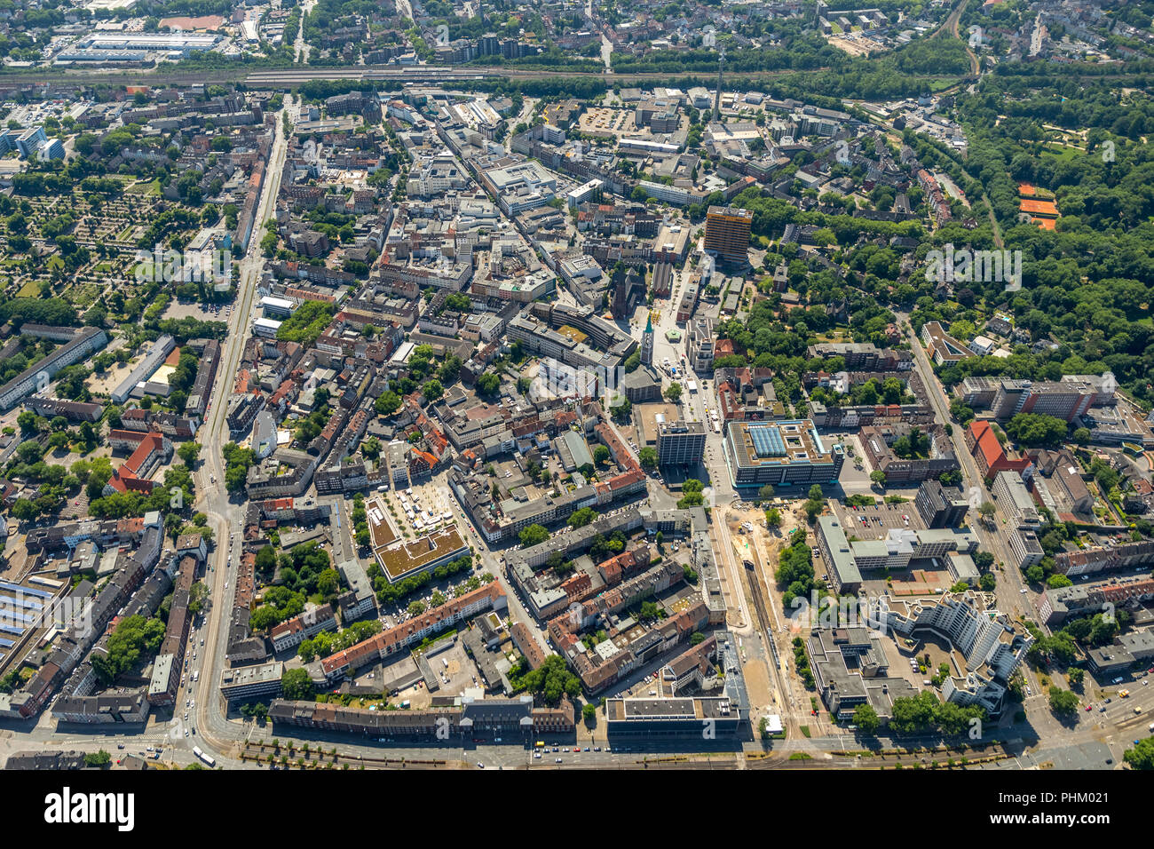 Vue aérienne, principal centre Gelsenkirchen-City, aperçu du centre-ville, centre commercial, Gelsenkirchen, Ruhr, Rhénanie du Nord-Westphalie, Allemagne, DE Banque D'Images