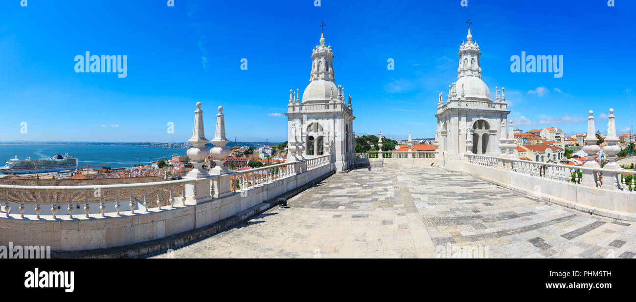 Vue depuis le toit de l'église à Lisbonne, Portugal. Banque D'Images