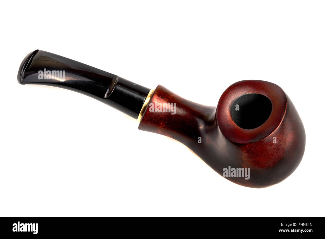 Pipe en bois isolé sur fond blanc. Banque D'Images
