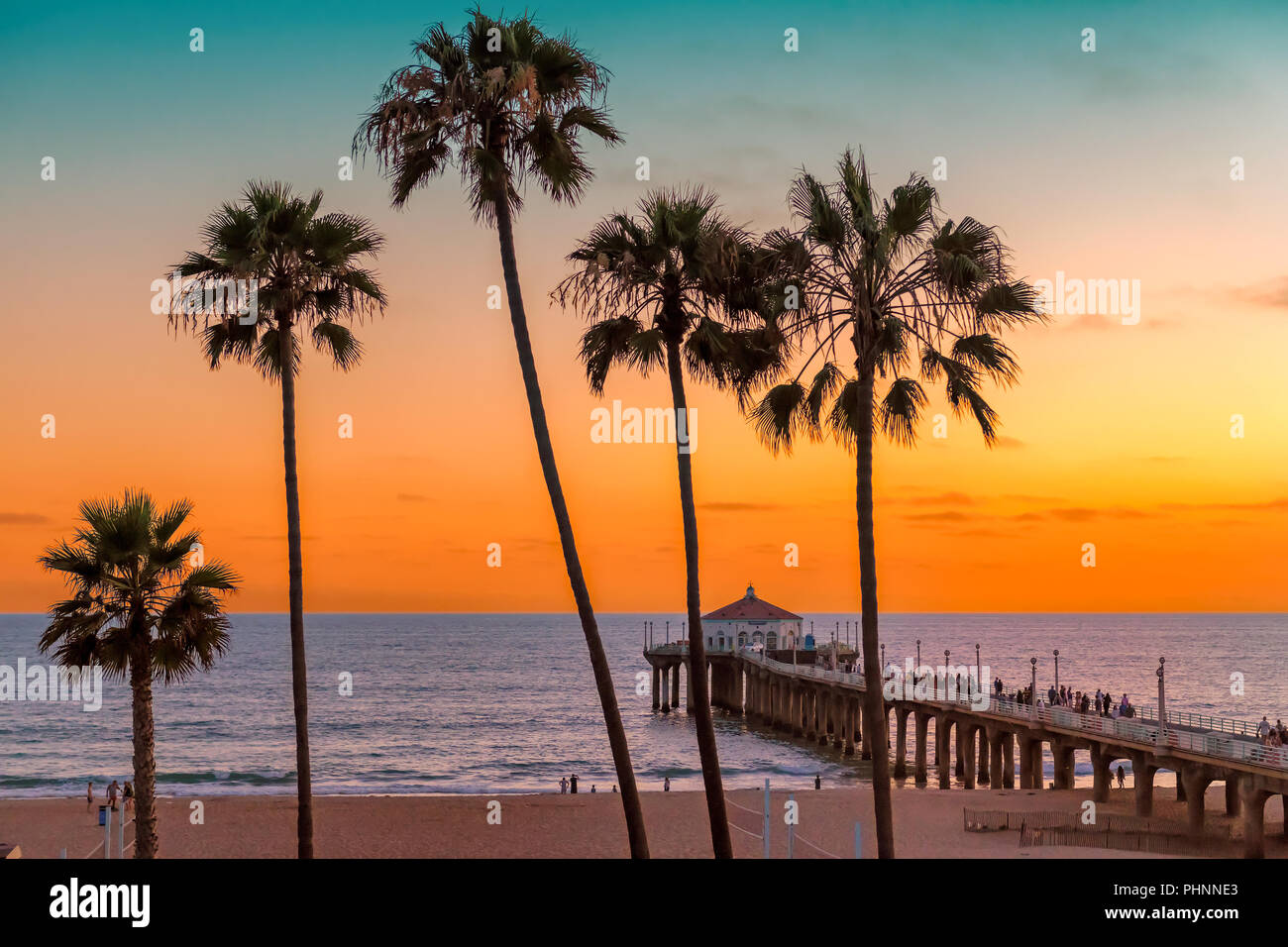 Californie plage au coucher du soleil Banque D'Images