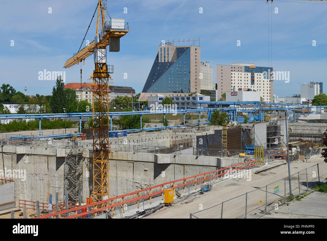 Bauarbeiten, Verlaengerung, Autobahn, un 100, Grenzallee, Treptow, Berlin, Deutschland Banque D'Images
