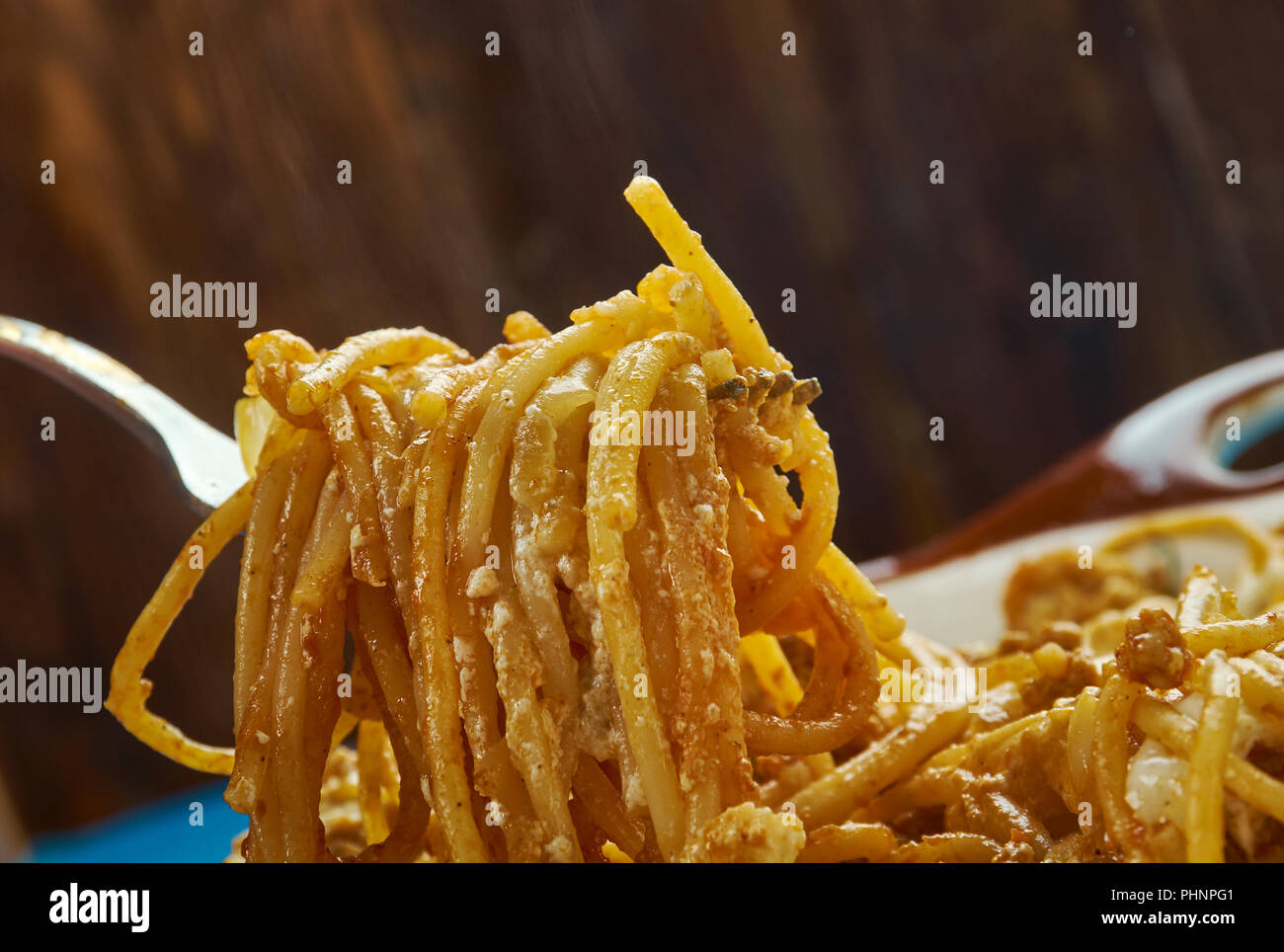 Fromage à la crème au four Cocotte Spaghetti Banque D'Images