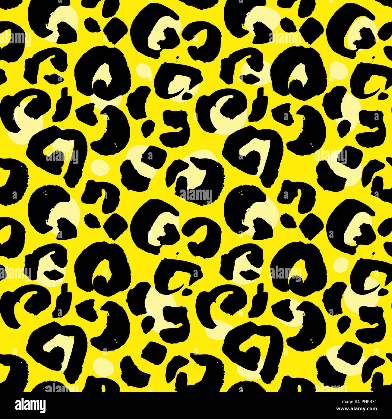 Leopard imprimer une tendance. Arrière-plan dessiné à la main jaune. Vector illustration. Illustration de Vecteur
