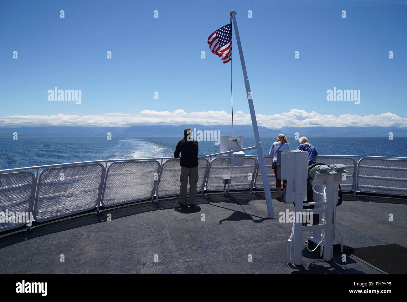 À bord du MV Coho, traverser la rue de Juan de Fuca, de Port Angeles USA à Victoria BC Canada.. Banque D'Images