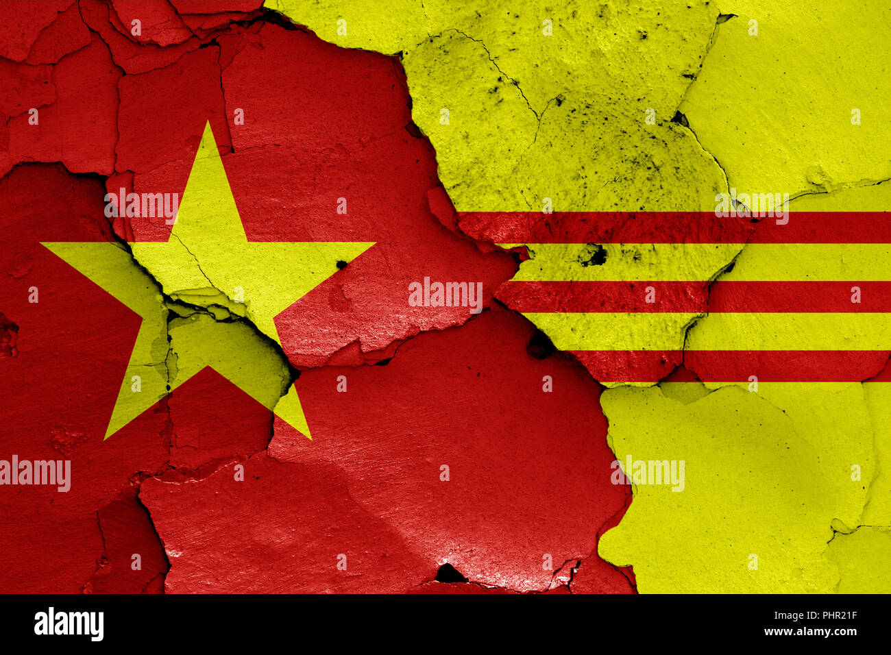 Drapeaux du Vietnam du Nord et le Vietnam du Sud Banque D'Images