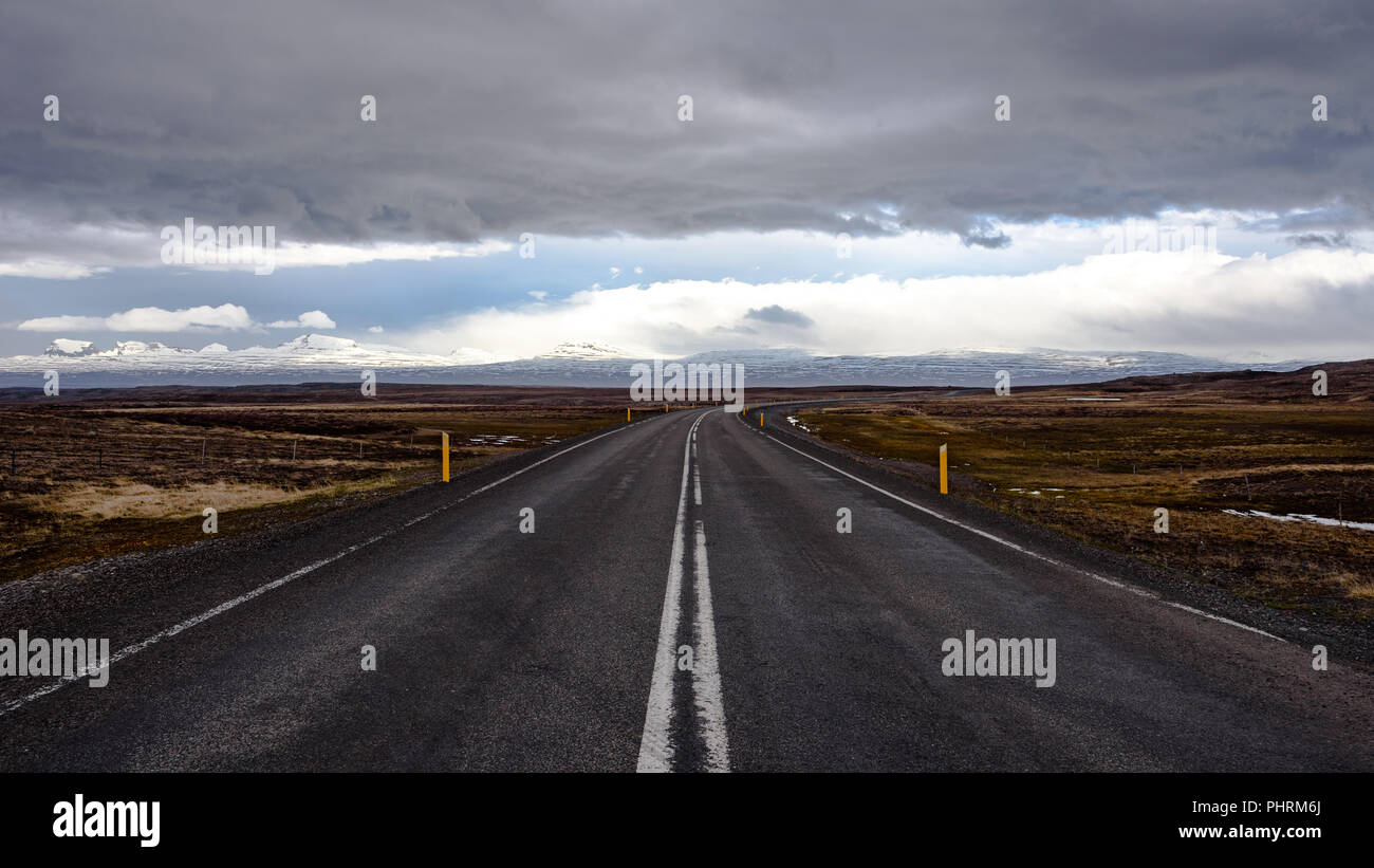 La ring road, route 1, Hringvegur en nord-est de l'Islande Banque D'Images