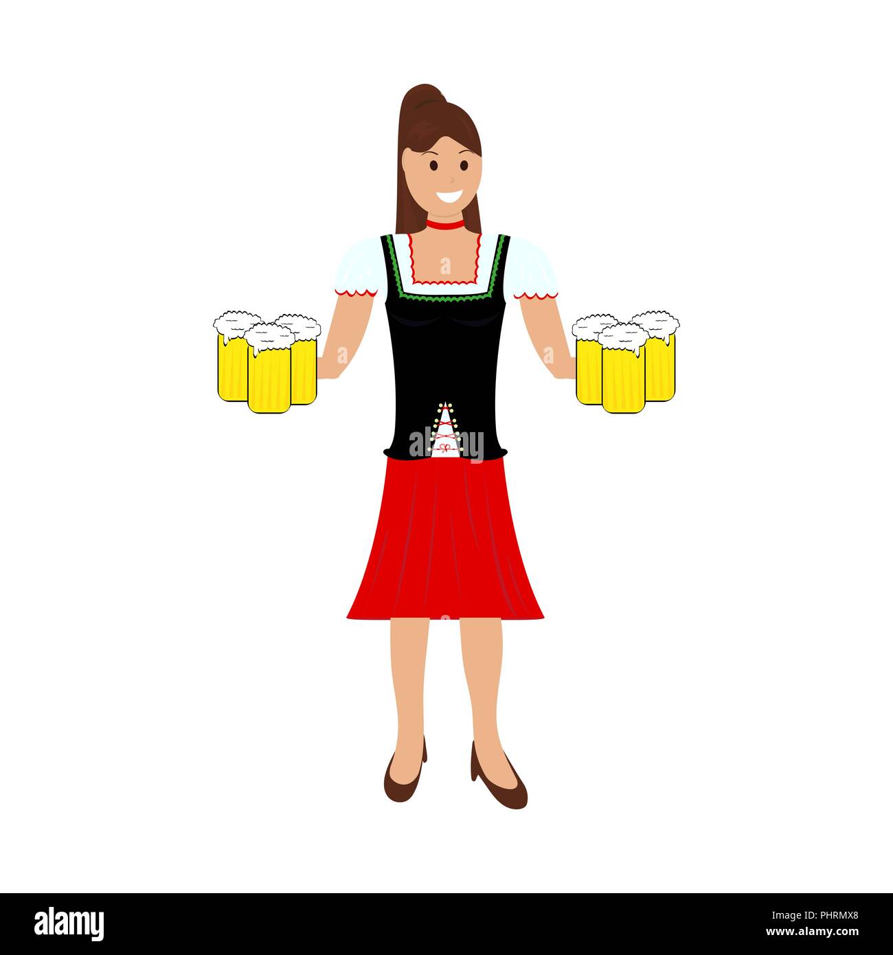 Serveuse bière ours fille Illustration de Vecteur