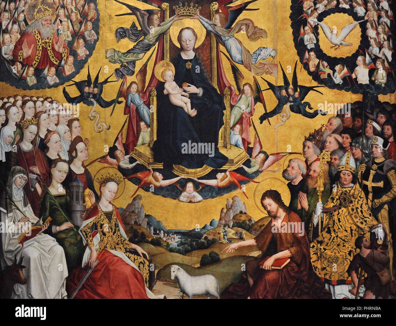 Maître de la glorification de la Vierge (actif à Cologne, deuxième moitié du 15ème siècle). La glorification de Marie, ca.1470. Musée Wallraf-Richartz. Cologne. L'Allemagne. Banque D'Images