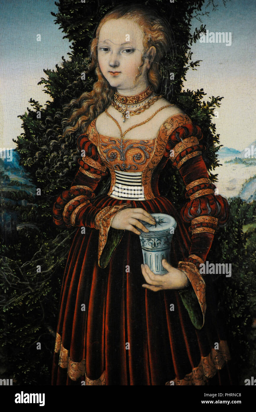 Lucas Cranach le Vieux (1472-1553). Peintre allemand. Sainte Marie Madeleine, 1525. Détail. Musée Wallraf-Richartz. Cologne. L'Allemagne. Banque D'Images