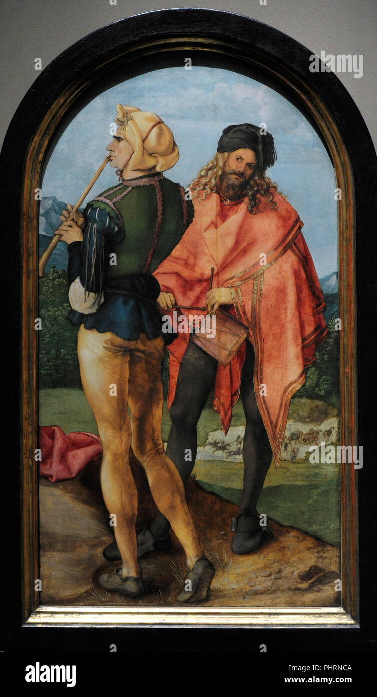 Albrecht Dürer (1471-1528). Peintre et graveur allemand. Piper et le batteur, ca.1503-1504,. Musée Wallraf-Richartz. Cologne. L'Allemagne. Banque D'Images