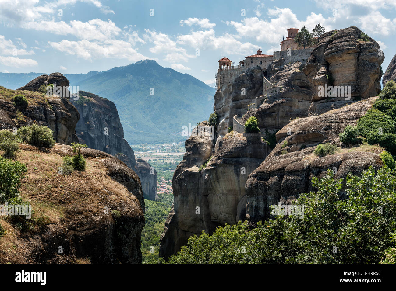 Les météores météores ou monastère de Varlaam, Thessalie, Grèce Banque D'Images