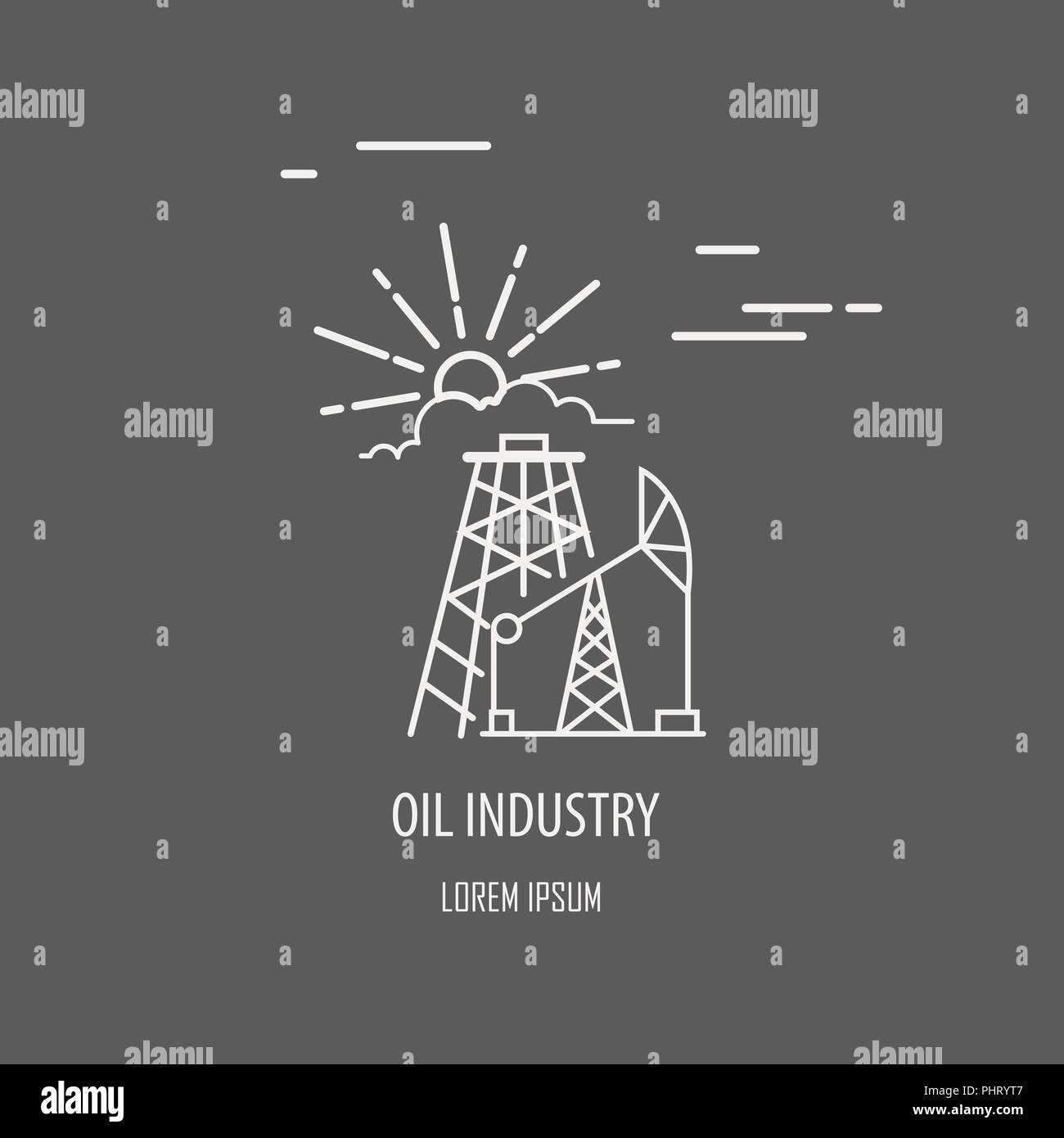 Logo usine industrielle modèle. Création de badge linéaire. Vector illustration Illustration de Vecteur