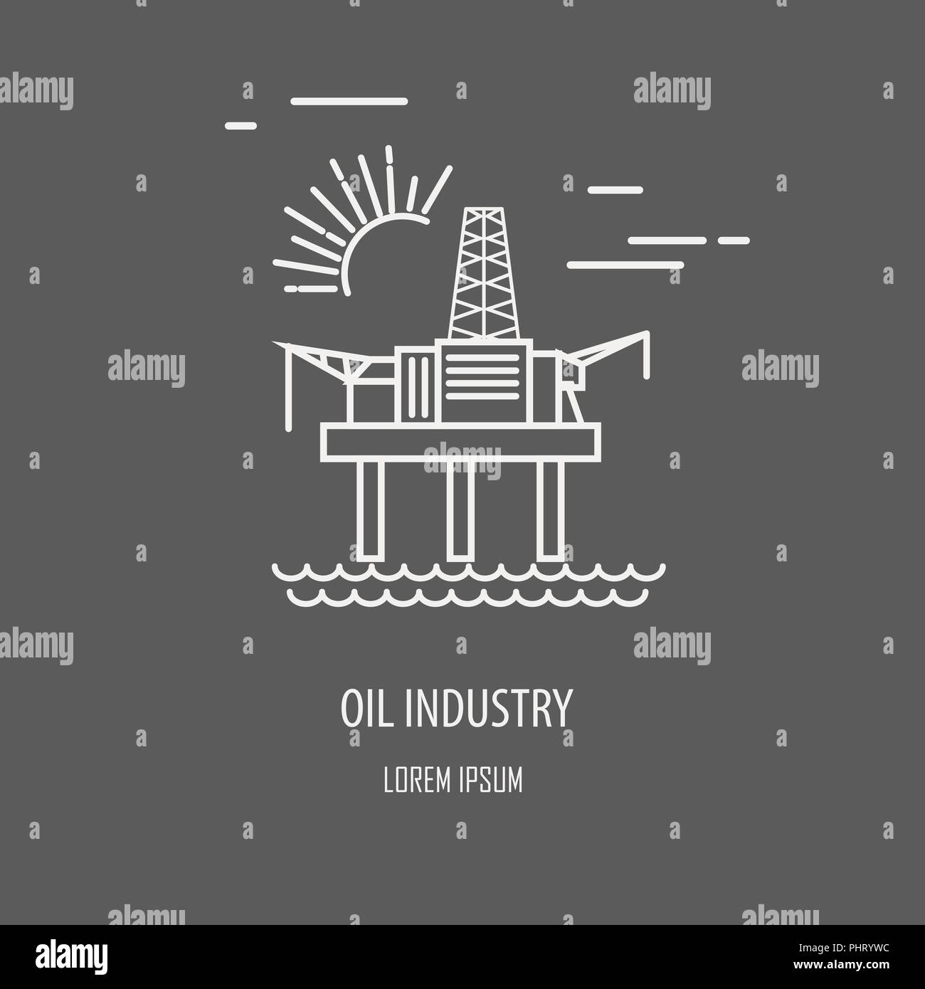 Logo usine industrielle modèle. Création de badge linéaire. Vector illustration Illustration de Vecteur