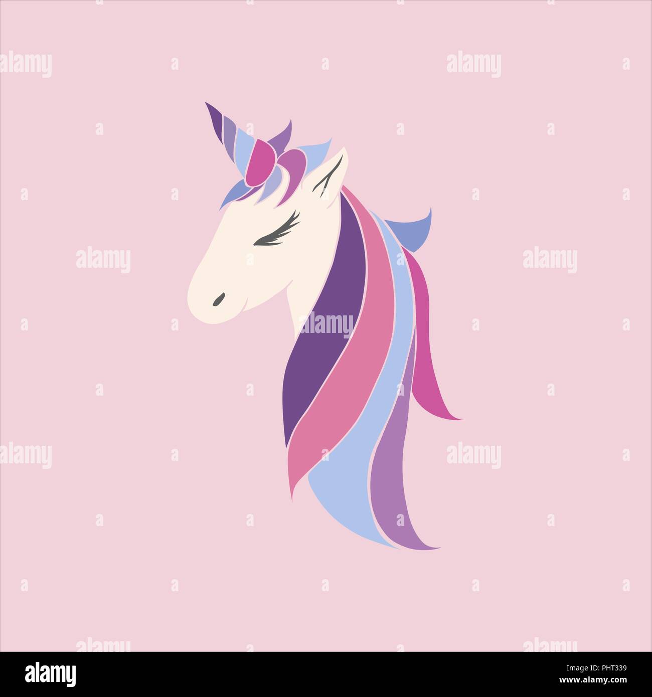 Chef D'une Licorne Avec Un Manevector Et Corne De Licorne Rose Belle Fête  Pour Les Filles, Violet, Pour L'anniversaire Image Vectorielle Stock - Alamy