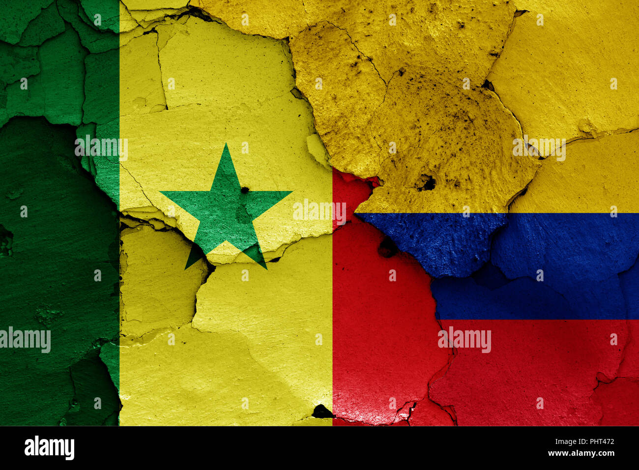 Drapeaux du Sénégal et la Colombie Banque D'Images