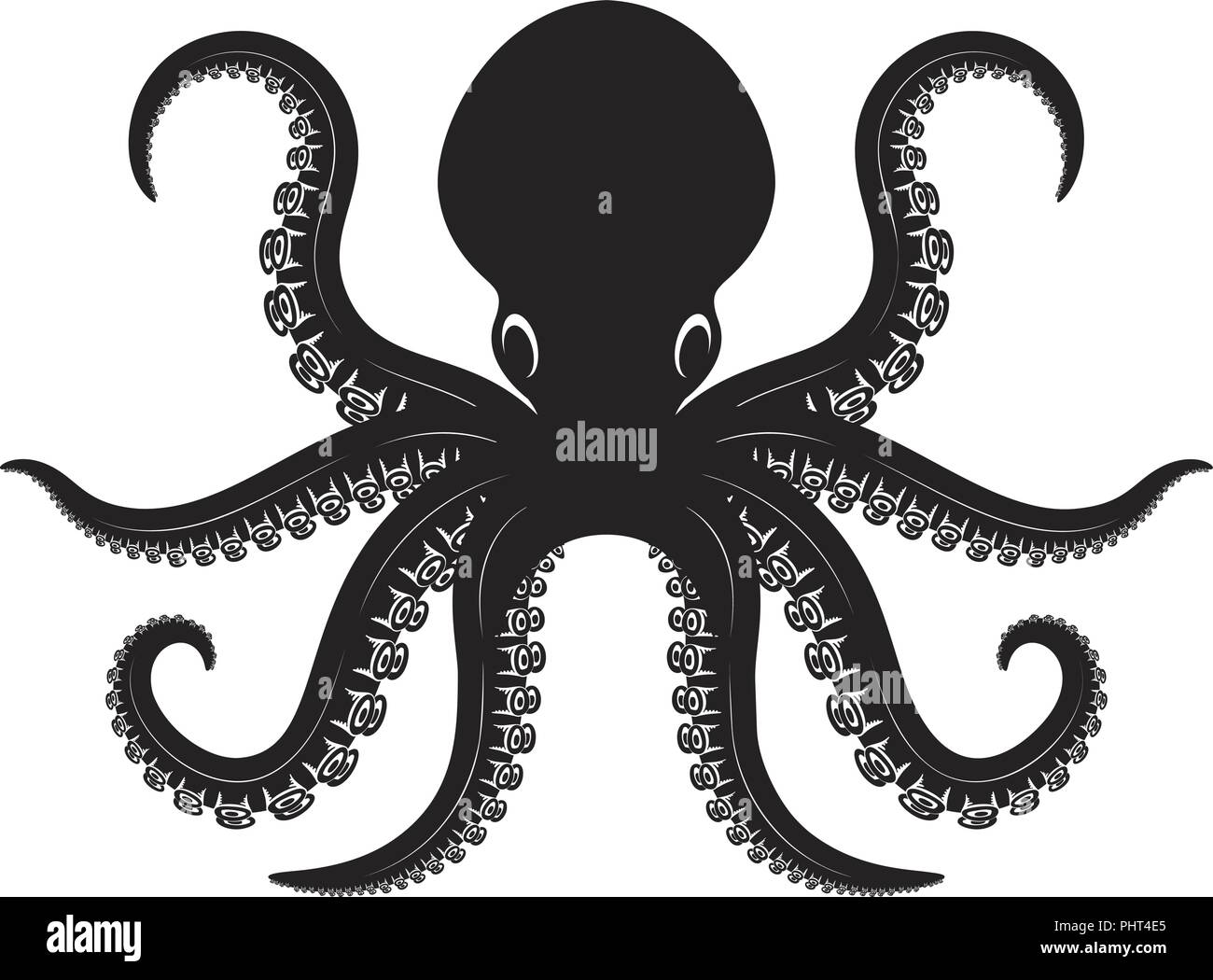 Octopus illustration isolé sur fond blanc. L'élément de conception de logo, étiquette, emblème, signe. Image vectorielle Illustration de Vecteur