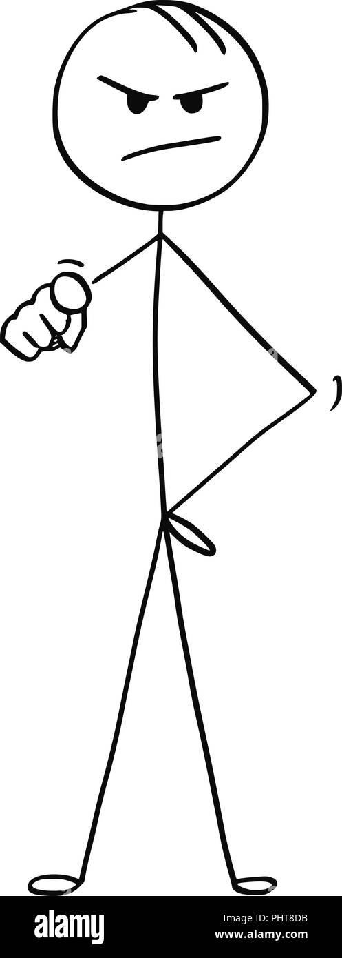 Caricature de l'homme en colère ou Businessman Pointing at Camera Illustration de Vecteur
