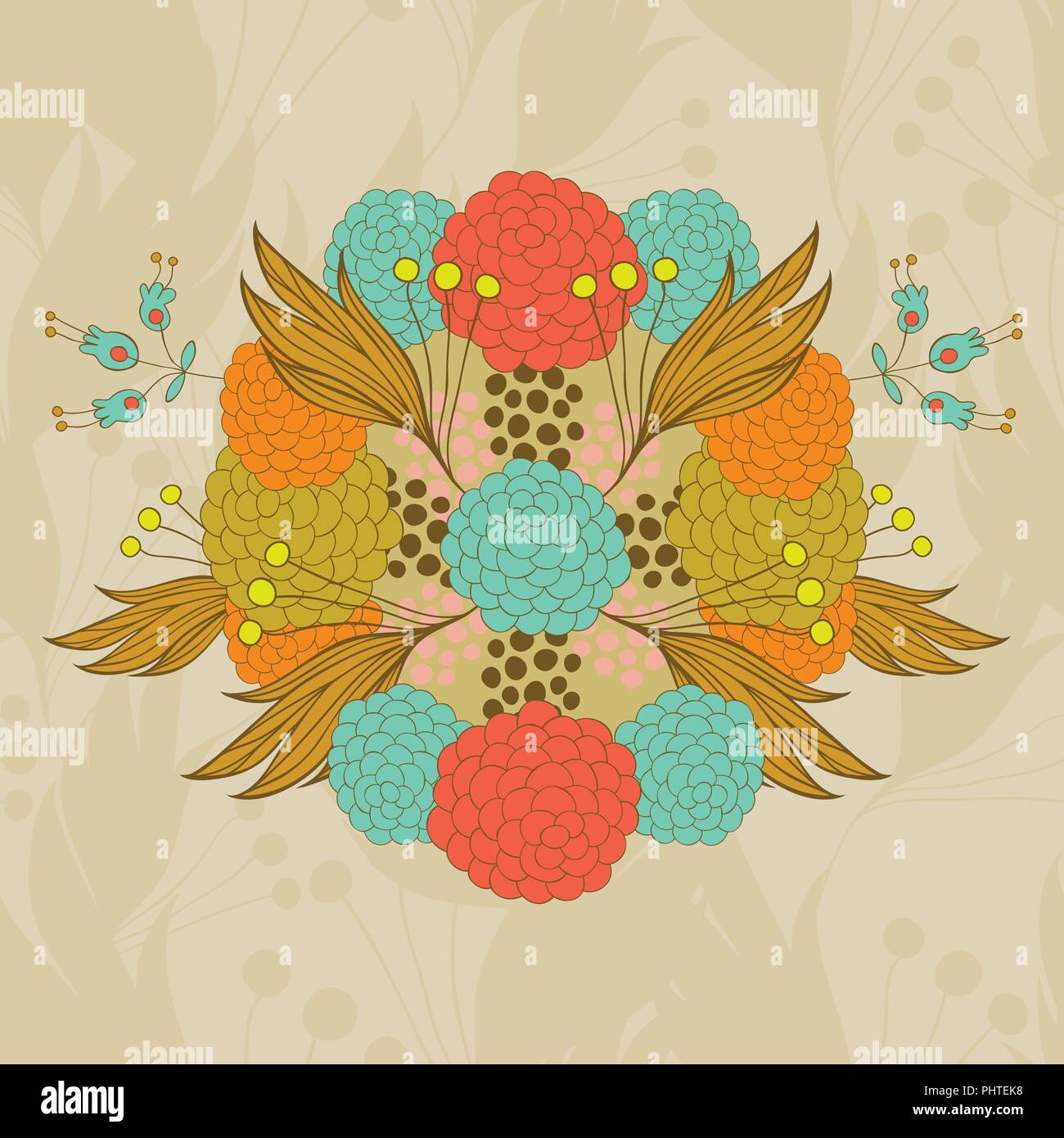 Colorful hand- appelée modèle floral Illustration de Vecteur