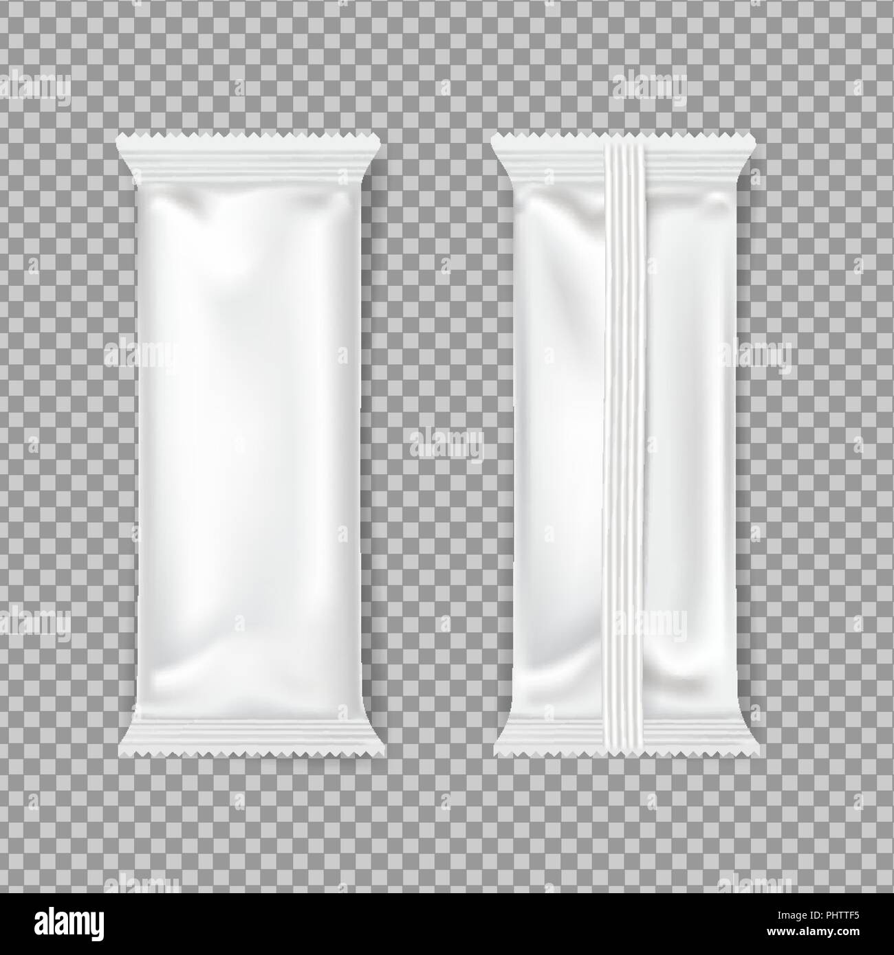 Barre de chocolat blanc l'emballage. Maquette du vecteur supérieure et arrière. Illustration de Vecteur