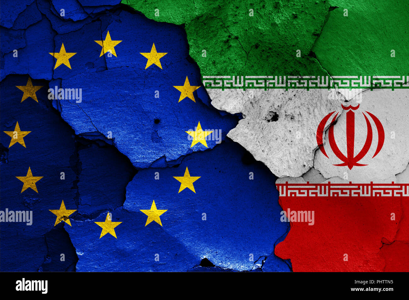 Drapeaux de l'Iran et l'UE Banque D'Images