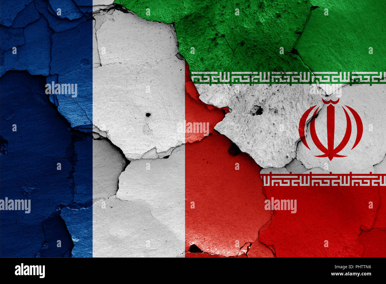 Drapeaux de la France et l'Iran Banque D'Images