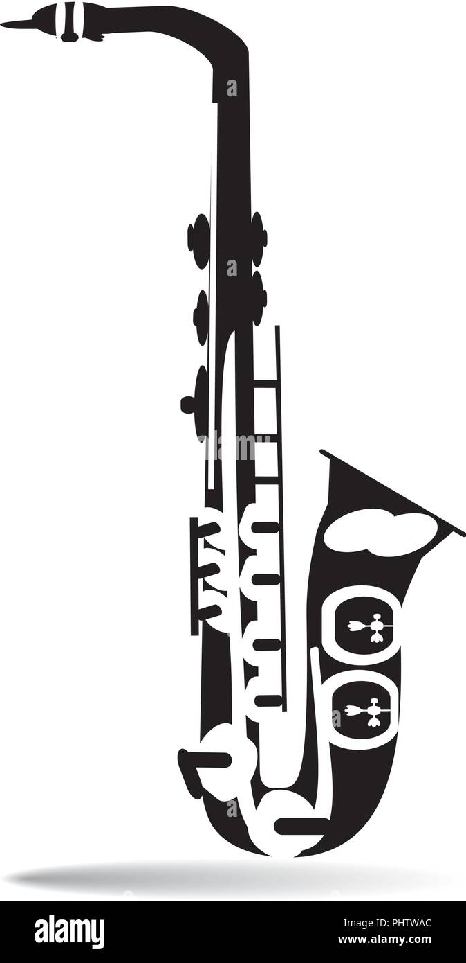 Vector illustration de saxophone en noir et blanc Illustration de Vecteur