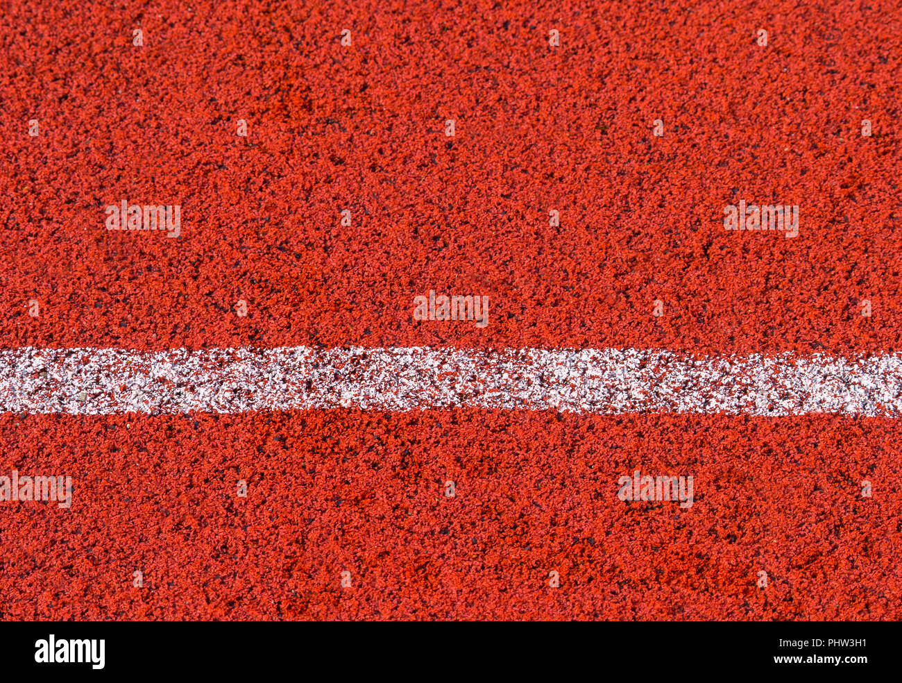D'une piste de course standard en caoutchouc de couleur rouge et blanc Banque D'Images