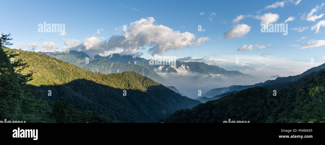 Vue panoramique sur les montagnes à l'Dasyueshan Forêt National Recreation Area. Taiwan, Chine. Banque D'Images