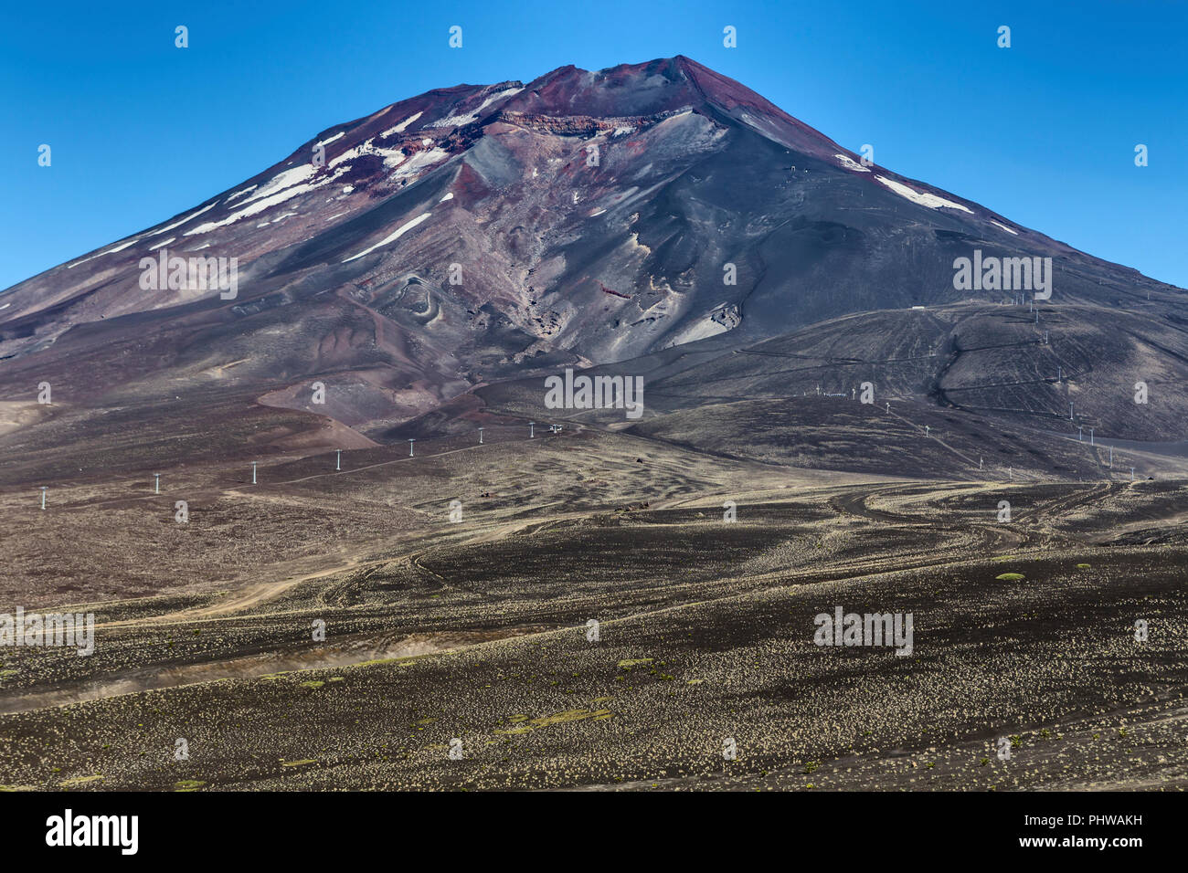Volcan Lonquimay, Réserve nationale du Malalcahuello-Nalcas, région d'Araucania, Chili Banque D'Images