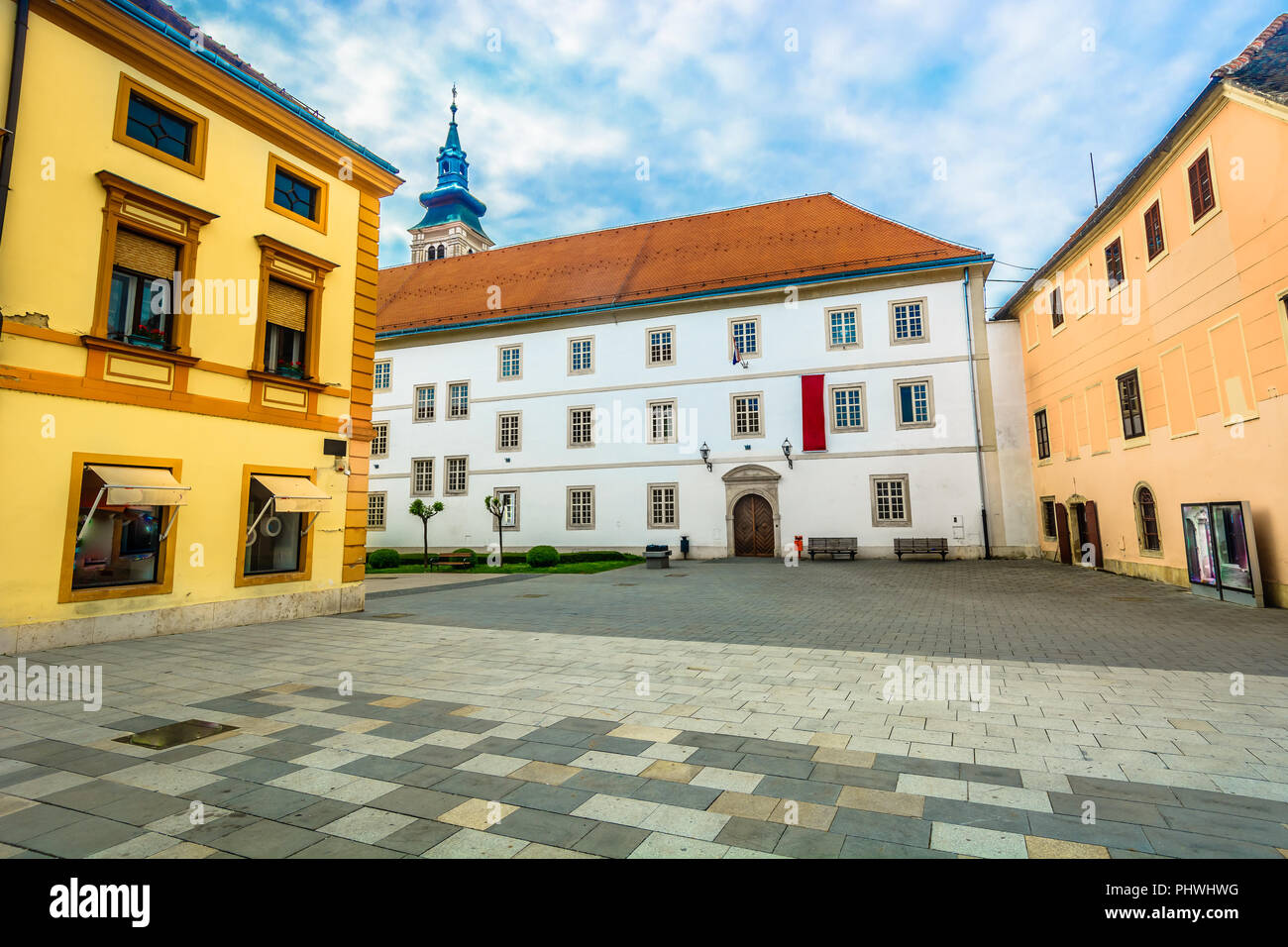 Vue panoramique à marble city square dans le Nord de la Croatie, Zagreb. Banque D'Images
