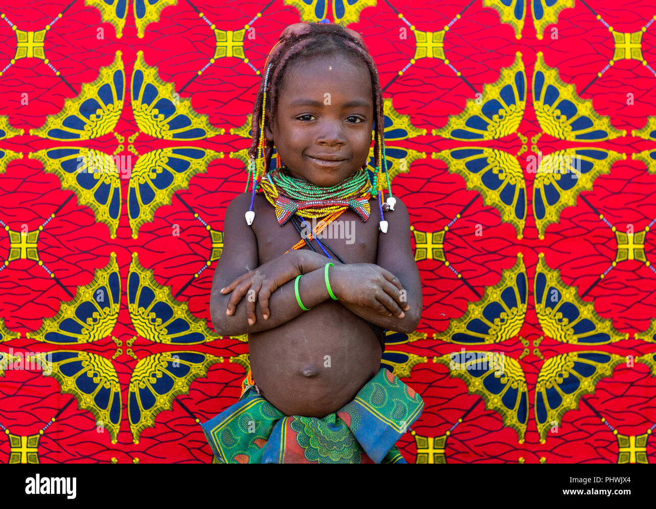 Mumuhuila girl portrait de la tribu, la province de Huila, Chibia, Angola Banque D'Images