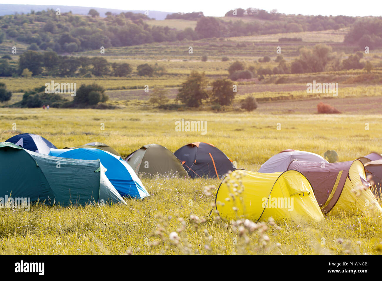 Les tentes de camping d'été Banque D'Images