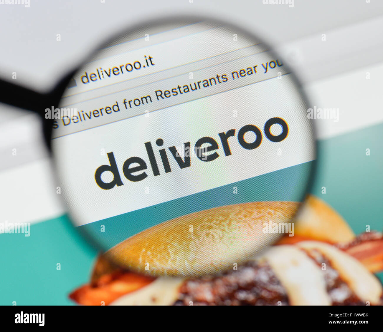 Milan, Italie - 20 août 2018 : Deliveroo Page d'accueil du site. Deliveroo logo visible. Banque D'Images