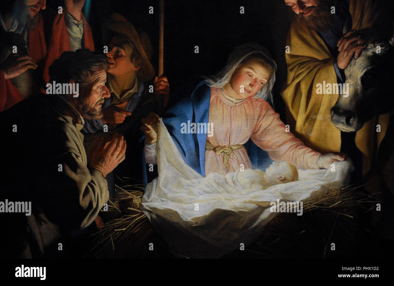 Gerard van Honthorst (1590-1656). Peintre hollandais. L'Adoration des bergers, 1622. Détail. Musée Wallraf-Richartz. Cologne. L'Allemagne. Banque D'Images
