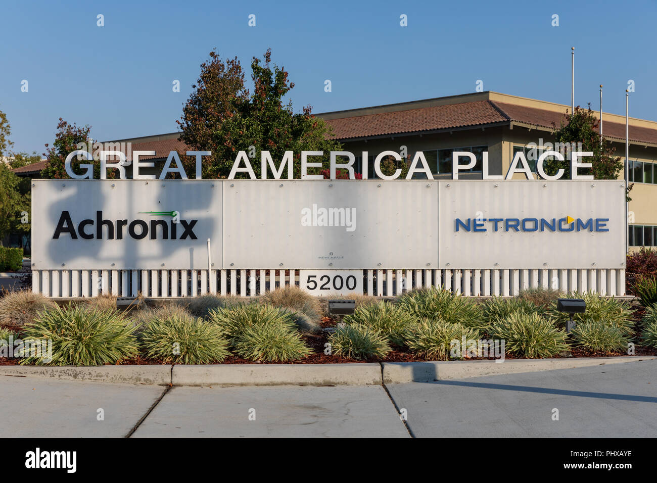 Great America Place - Achronix et Netronome - panneau ; Santa Clara, Californie Banque D'Images