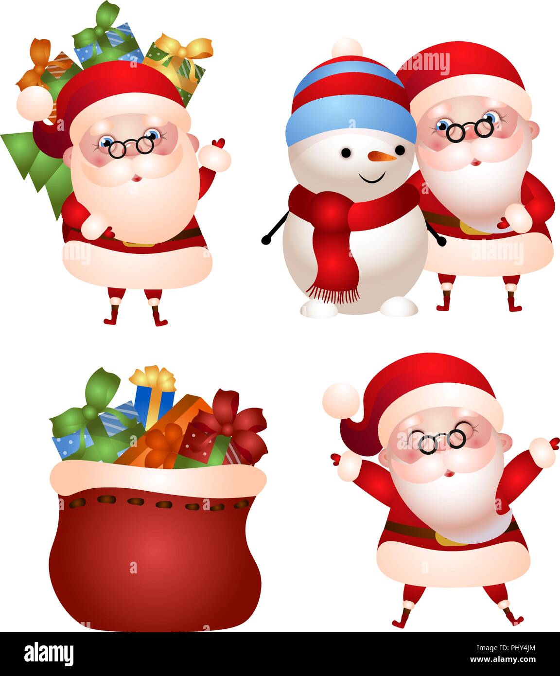 Des illustrations du Père Noël avec des cadeaux Illustration de Vecteur